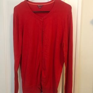 Red button up cardigan